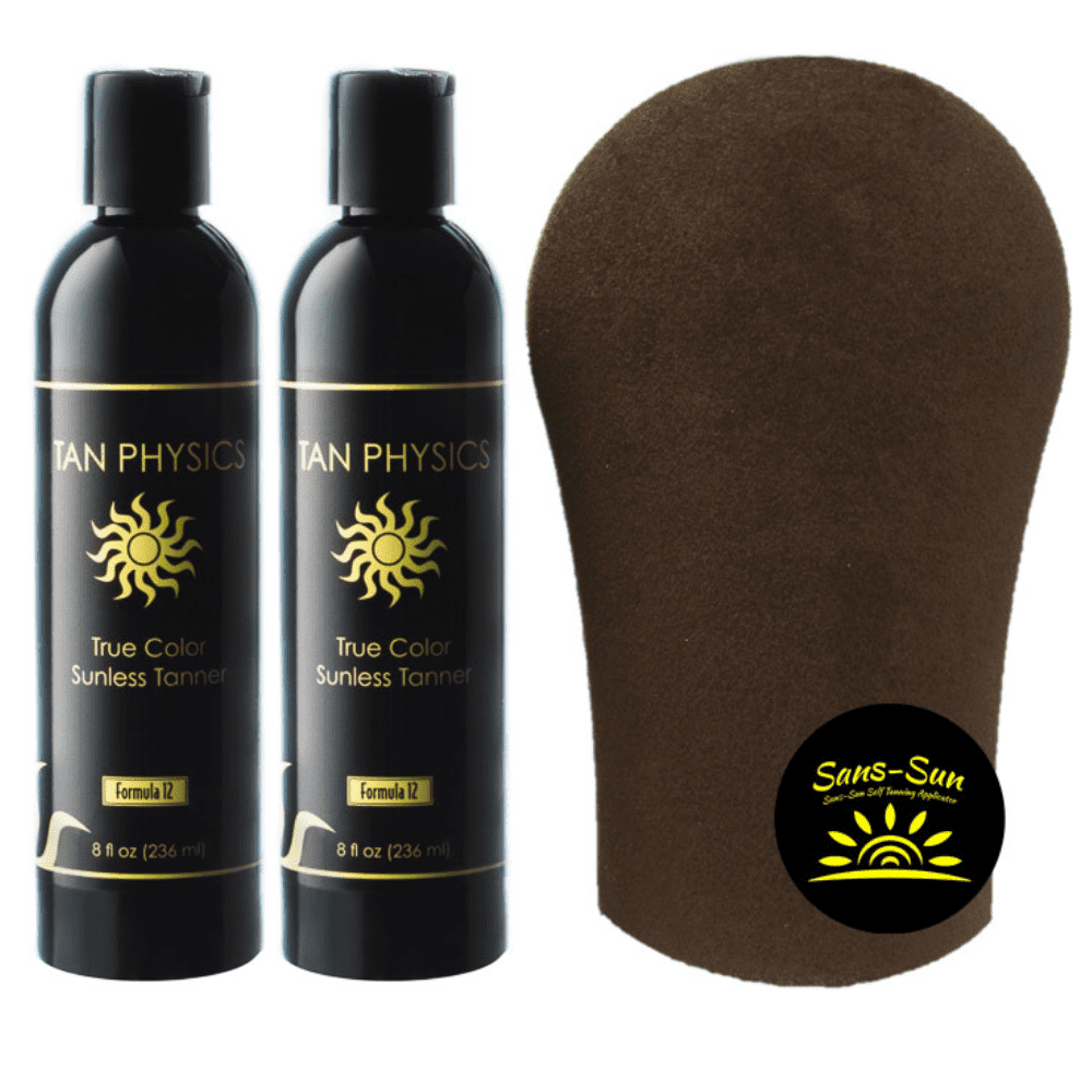 Tan Physics True Color Tanner (2 Pack) w/ FREE Tanning Mitt by Sans-Sun