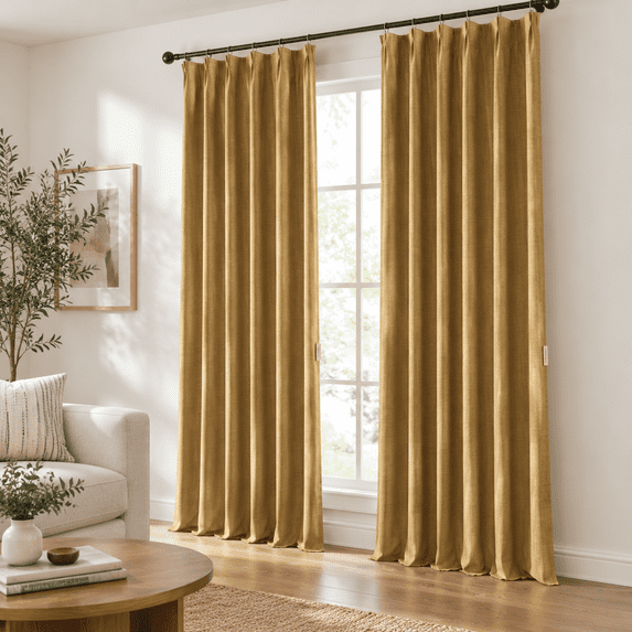 Tan Pinch Pleated Blackout Curta120 Inches Long Tab With Hooks Linen ...