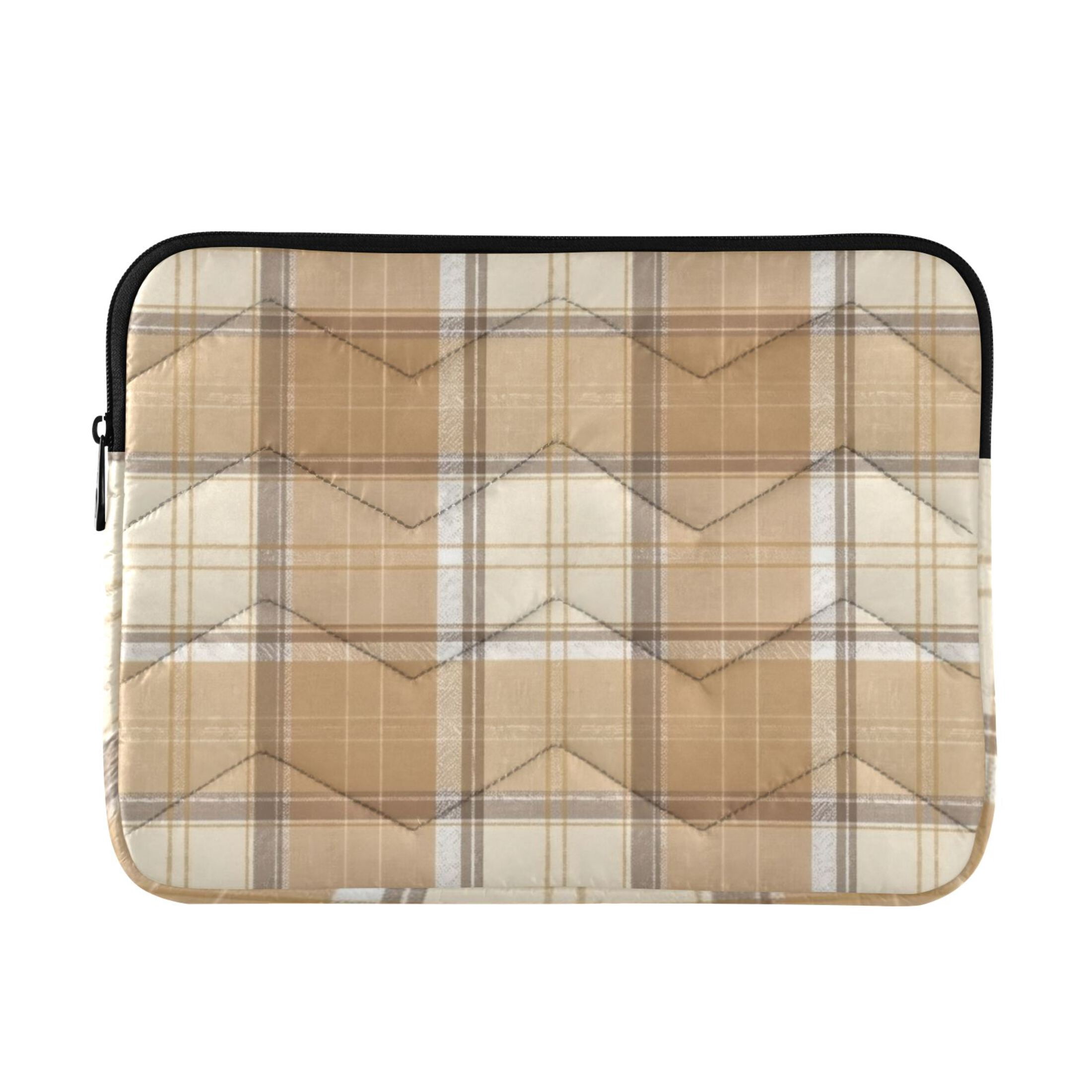 Computer Tech Backpacks Tan Plaid Printed Laptop Sleeve 13-14 Inch Computer Bag & Laptop Case ...