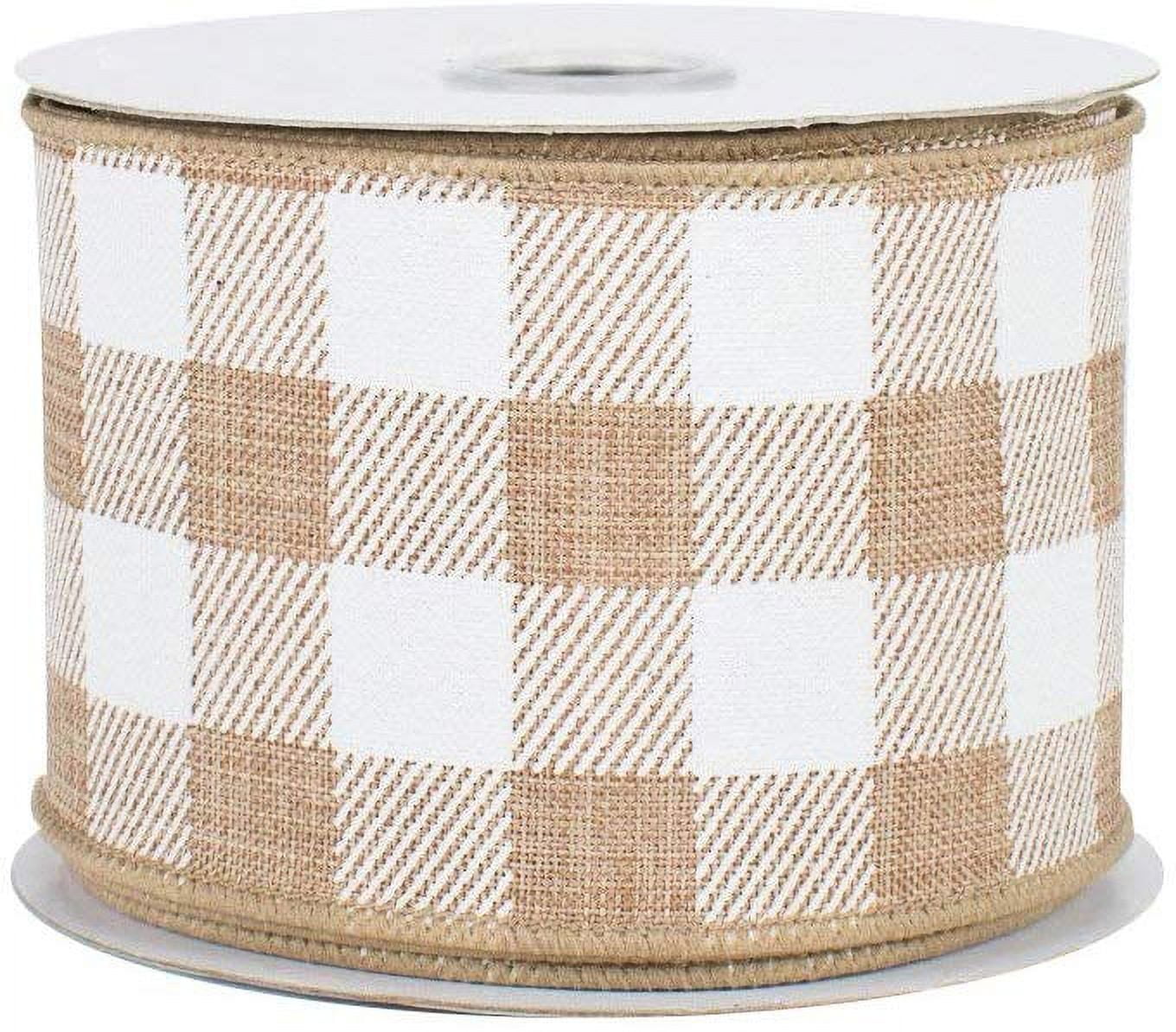  Ribbli Beige and White Check Wired Ribbon, 2-1/2 Inch x 10  Yard,Rustic Plaid Ribbon,Easter Burlap Ribbon,Light Tan Gingham Ribbon for  Big Bow,Farmhouse Wreath,Tree Decoration,Outdoor Decoration : Health &  Household