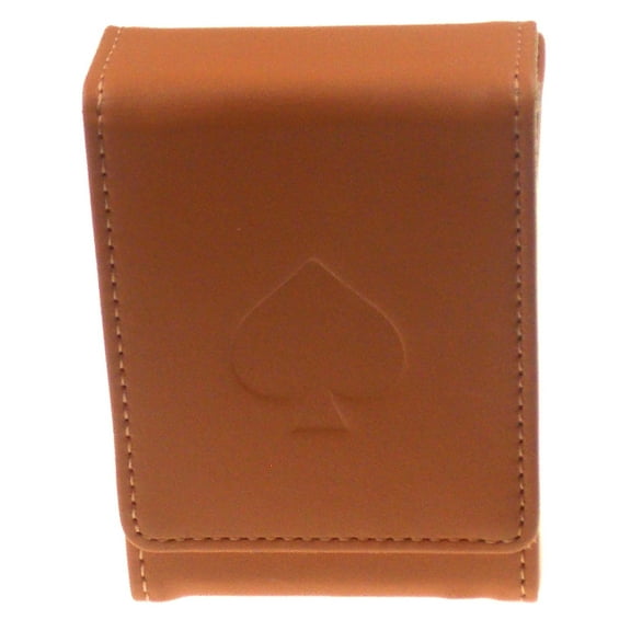 Tan Playing Card Deck Storage Case Leather