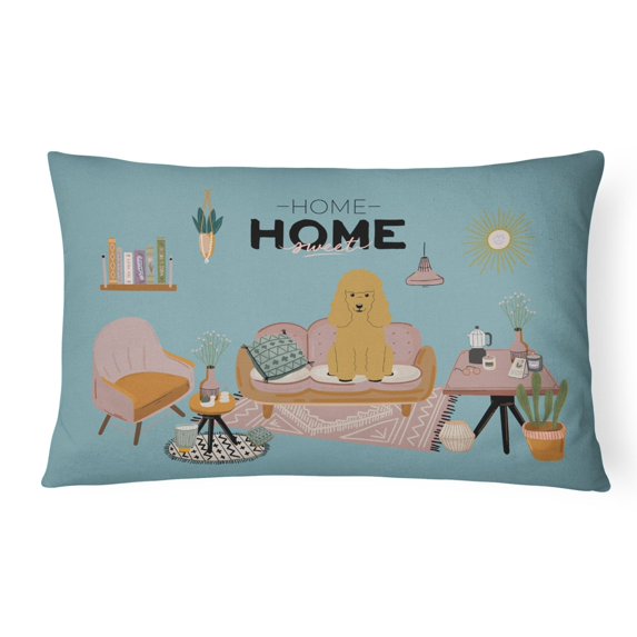 Tan Poodle Sweet Home Canvas Fabric Decorative Pillow