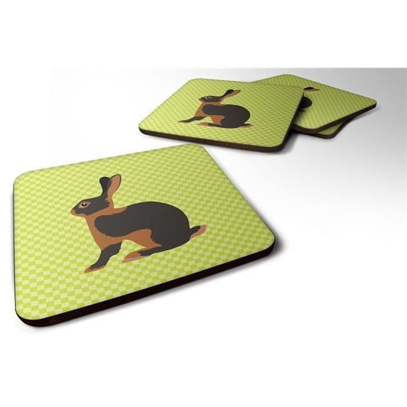 Tan Rabbit Green Foam Coaster - Set of 4