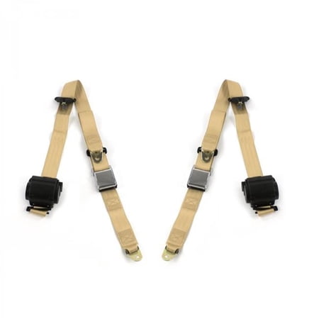 Tan Retractable Bucket Seat Belt Kit for 1968-1972 Chevy Chevelle Airplane 3 Point - 2 Belts