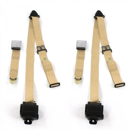 Tan Retractable Bucket Seat Belt Kit for 1975-1979 Chevy Nova Airplane 3 Point - 2 Belts