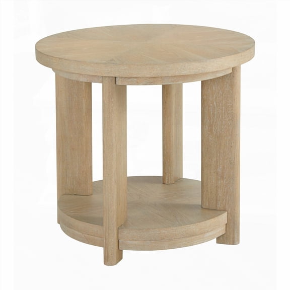 Tan Round Accent Table - Contemporary Style, Easy Assembly, 26" x 26" x 24"