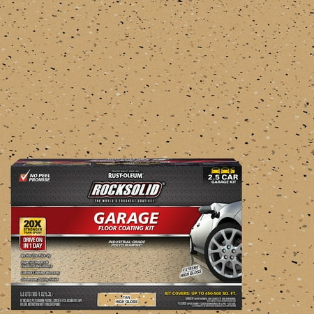 Tan, Rust-Oleum RockSolid Polycuramine High-Gloss 2.5-Car Garage Floor Coating Kit - 180 oz.