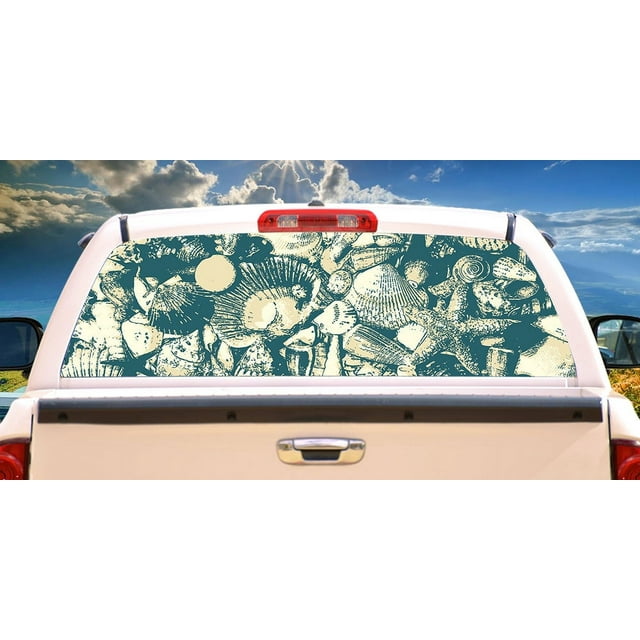 Tan Seashells Rear Window Graphic | HD Truck & Car Back Window Graphic SignMission