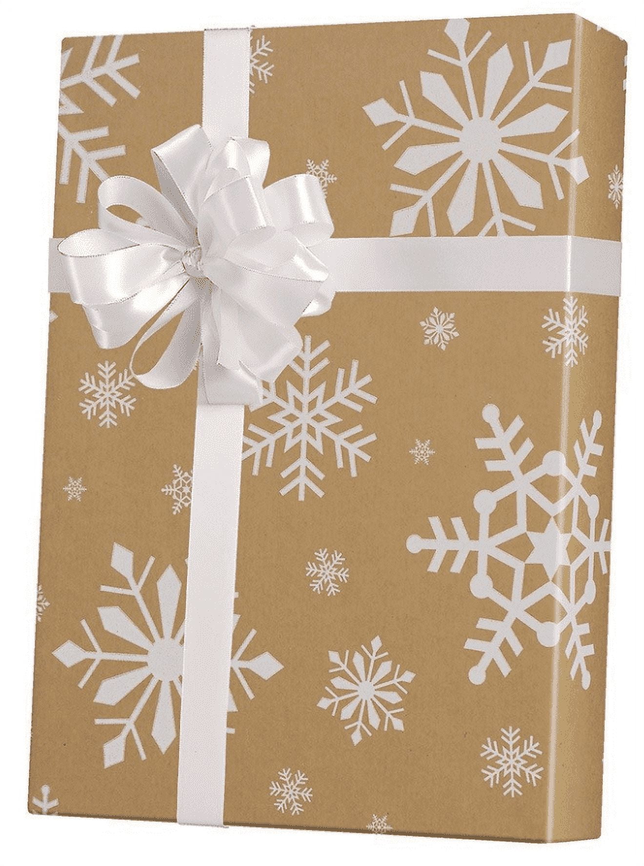 Retro Brown Paper Snowflake Wrapping Paper Pom Star Extra White Gift Box  Wrapping Paper Neutral Wrapping Paper Bundle (H, One Size)