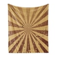 thumbnail image 1 of Tan Soft Flannel Fleece Blanket, Sunburst Pattern Aged Rusty Jagged Grungy Retro Style Rays Old Worn Composition, Cozy Plush for Indoor and Outdoor Use, 50" x 60", Brown Pale Brown, by Ambesonne, 1 of 6