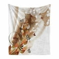 thumbnail image 1 of Tan Soft Flannel Fleece Throw Blanket, Spring Themed Abstraction Butterflies Flower Petals and Tulip Leaves, Cozy Plush for Indoor and Outdoor Use, 50" x 60", Dark Brown Brown White, by Ambesonne, 1 of 6