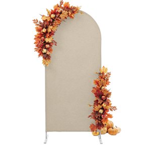 Tan Solid Color Arch Backdrop Cover 4FT, Modern Minimalist Pure Color Spandex Fitted Stretchy Arch Stand Covers, Round Top Chiara Backdrop Cover for Wedding Party Birthday Baby Shower