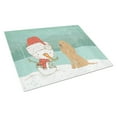 thumbnail image 1 of Tan Spaniel Snowman Christmas Glass Cutting Board Large, 1 of 2