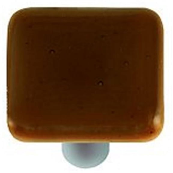 Tan Square Glass Cabinet Knob - Black Post
