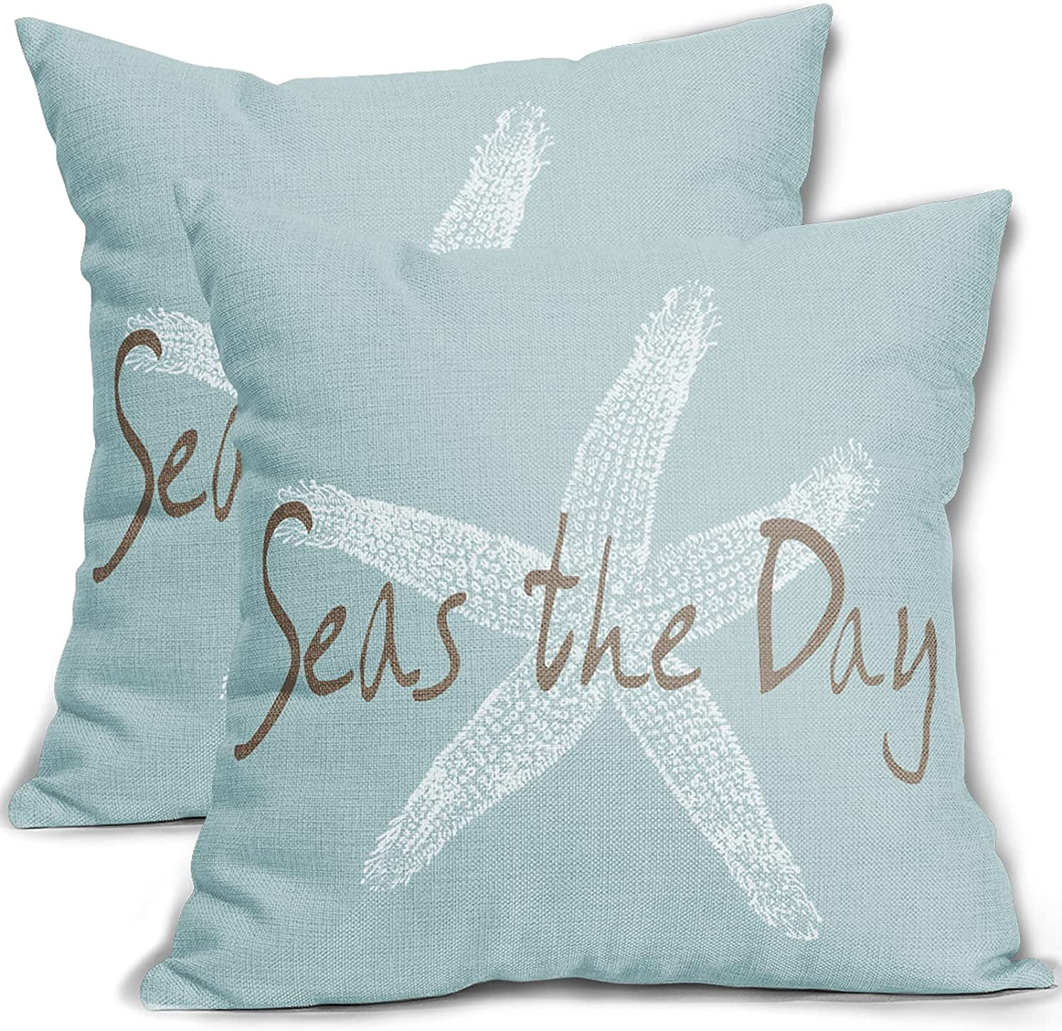 Tan Starfish Pillow Covers 18X18 Inch Coastal Beachy Nautical Throw Pillow Home Decor for