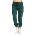 thumbnail image 1 of Tan Sweatpants Women Women Dress Casual Pants Ladies Multi Pocket Cargo Casual Pants Elastic Waist Corset Rope Pants Women's Elastic Waist Pants, 1 of 1