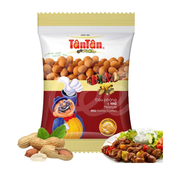 Tan Tan BBQ Peanut Snack, Coated Crunchy Peanuts, 50g, Pack of 4