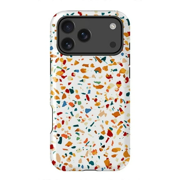 Tan Terrazzo Eclectic Colorful Confetti Boho Pattern Case for iPhone 17 to 11 Pro Max