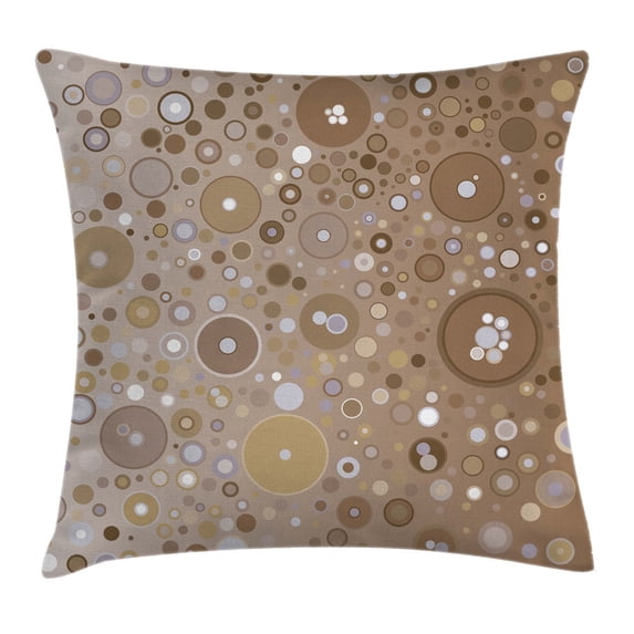 Tan Throw Pillow Cushion Cover, Soft Colored Circles and Dots in Different Sizes Bubble Shapes Artistry, Decorative Square Accent Pillow Case, 24 X 24 Inches, Tan Light Purple Cream, by Ambesonne