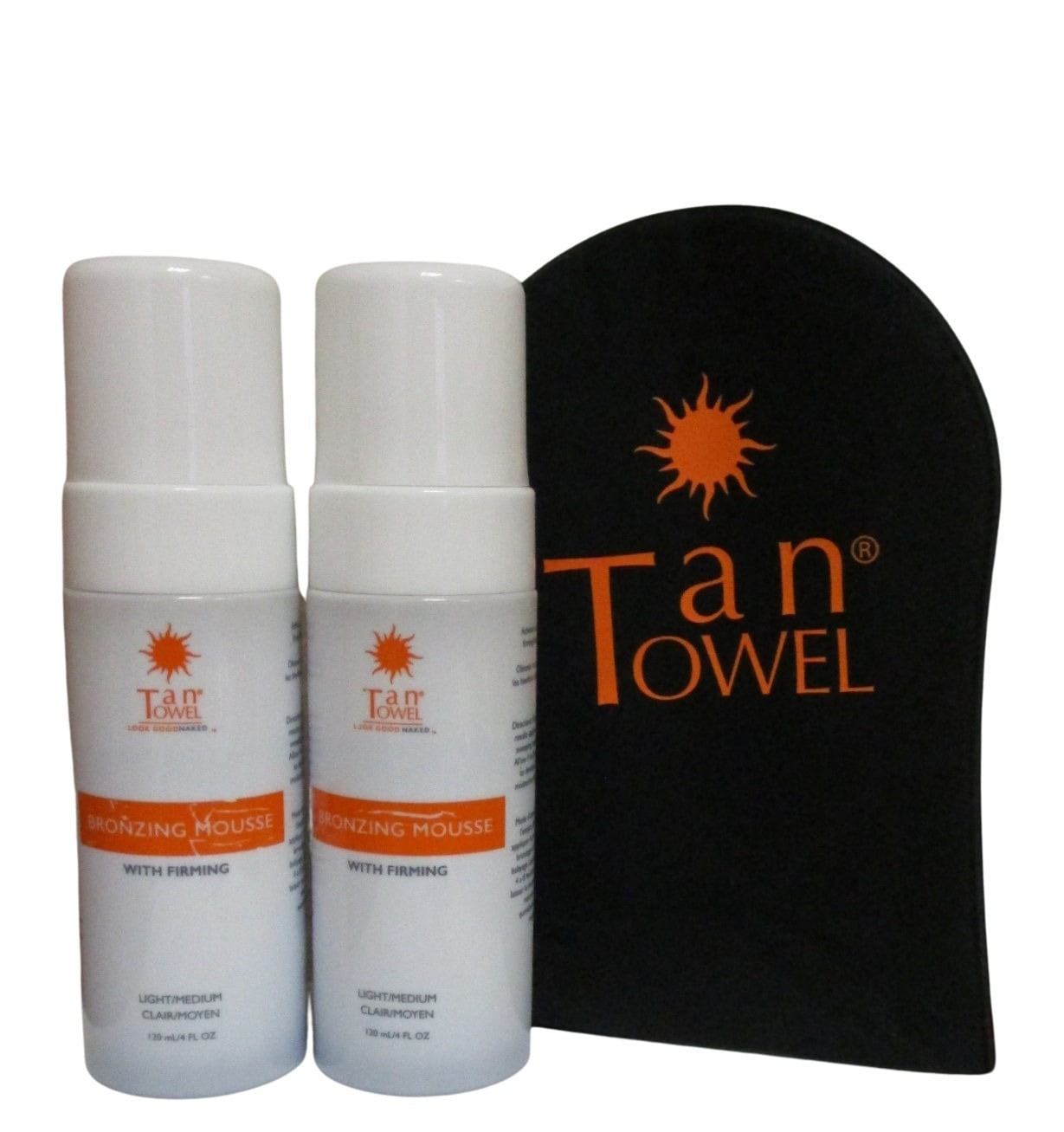 Tan Towel Looks Good Naked Bronzing Mousse4 ox 2 Pack with Mitt