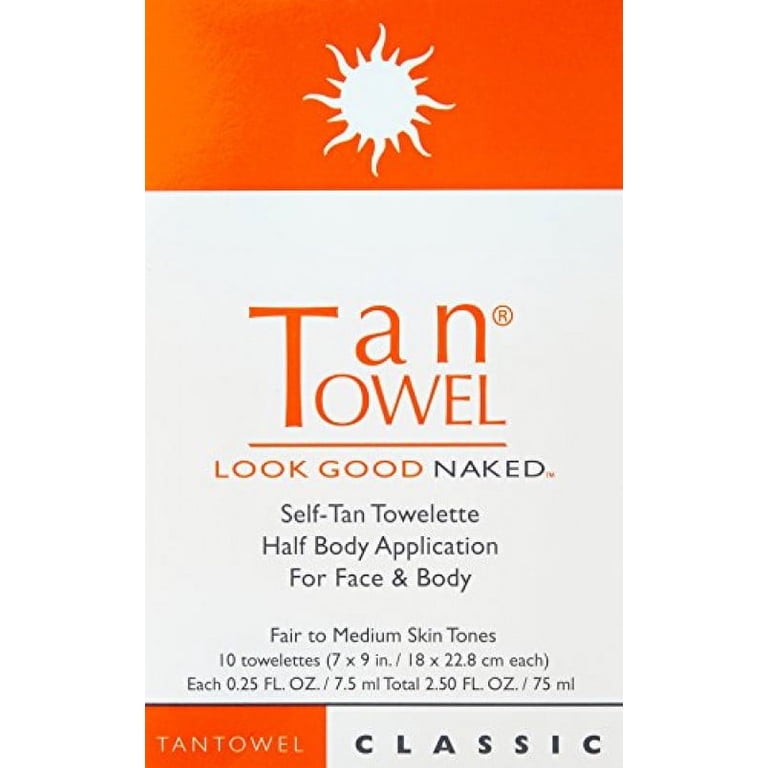 Tan Towel Sunless Tanner Wipes, Self-Tanning Towelettes Half Body ...