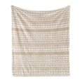 thumbnail image 1 of Tan and White Soft Flannel Fleece Throw Blanket, Lace Style Antique Border Motifs Composition Vintage and Feminine Ornament, Cozy Plush for Indoor and Outdoor Use, 60" x 80", Tan White, by Ambesonne, 1 of 5