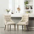 thumbnail image 1 of Tan Wingback Dining Chairs with Nail Heads / Add Natural Wood Grain, 1 of 6