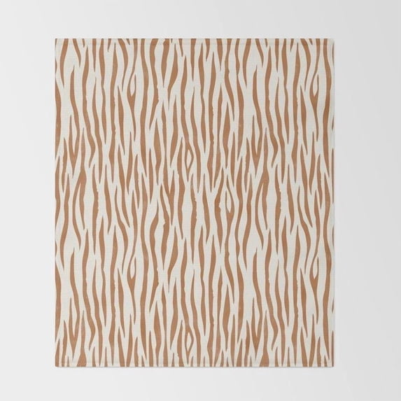 Tan and Cream Zebra Stripe Fleece Blanket, 280 GSM Polyester Fleece ...
