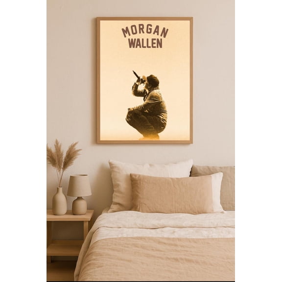 Tan beige digital print poster featuring Morgan Wallen country music Wall Art Decor 8x12 UNFRAMED