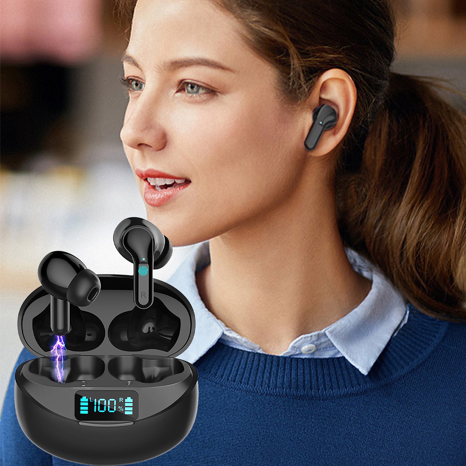 TanChengg Earbuds Bluetooth Headphones 5.1 Sports Noise Cancelling