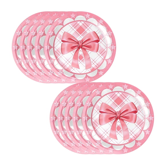 TanSiDing 10pcs Bow Tie Paper Plates Elegant Watercolor Design Disposable Dinnerware for Bridal Shower Birthday Party Decorations