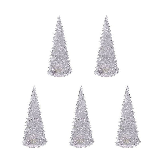 TanSiDing 10pcs Color Changing LED Acrylic Christmas Tree Night Light with 7 Auto Modes for Bedroom Decor & Romantic Ambiance 12.5cm