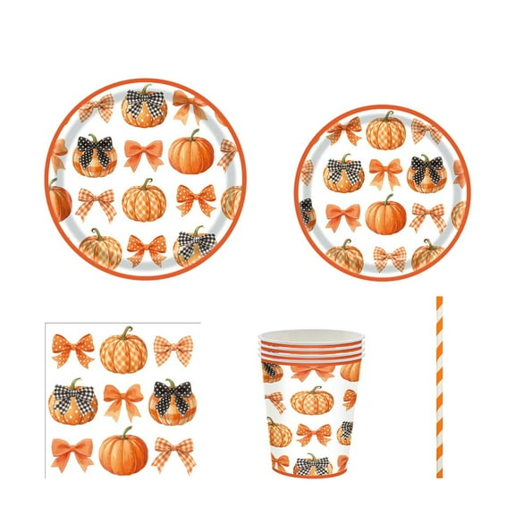 TanSiDing 120pcs Thanksgiving Disposable Tableware Set Premium 5-in-1 Party Kit for Holiday Feast Decorations