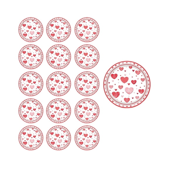 TanSiDing 16pcs Valentine's Day Party Supplies Disposable Heart Theme Tableware Set - Premium Paper Plates Cups Napkins for Romantic Dinner Date Night Celebration