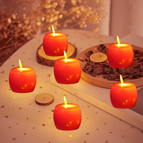 TanSiDing 18pcs Flickering Flameless LED Apple Candle - Battery Operated Realistic Warm Glow, Plastic Electric Tea Light for Wedding Centerpiece Halloween Christmas Party Decor