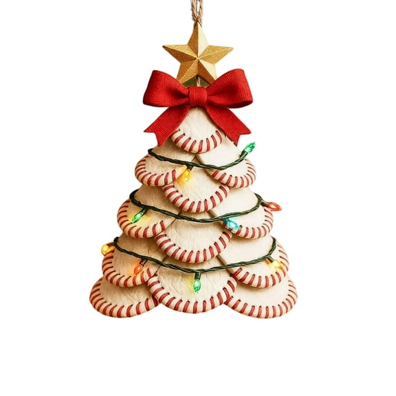 TanSiDing 1pcs Acrylic Baseball Christmas Tree Ornament - Shatterproof 2D Holiday Decor for Sports Fans, Team Party Gift, Festive Mantle Display