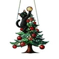 thumbnail image 1 of TanSiDing 1pcs Black Cat Acrylic Christmas Ornament - Fun Holiday Decoration for Pet Owners - Festive Tree Ornament with Black Cat in a Christmas Tree Design, 1 of 5