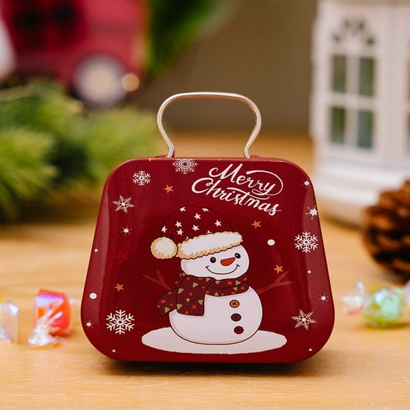 TanSiDing 1pcs Christmas Tin Box, Holiday Candy Storage with Festive Santa Design, Reusable Metal Gift Container for Party Favors, Home Decor Treat Dispenser