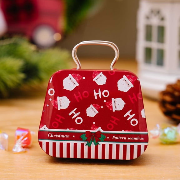 TanSiDing 1pcs Christmas Tin Box, Holiday Candy Storage with Festive Santa Design, Reusable Metal Gift Container for Party Favors, Home Decor Treat Dispenser