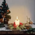 thumbnail image 1 of TanSiDing 1pcs Christmas Wreath Candle Holder with Pine Cones and Berries, Realistic Flameless Centerpiece for Holiday Tabletop Fireplace Mantel Decor 27x27cm, 1 of 6
