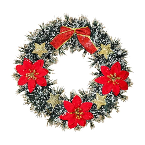 TanSiDing 1pcs Christmas Wreath with Golden Bow Pinecones Berries, Durable All-Season Holiday Door Hanging Decor for Indoor Outdoor Festive Home Entryway 35cm
