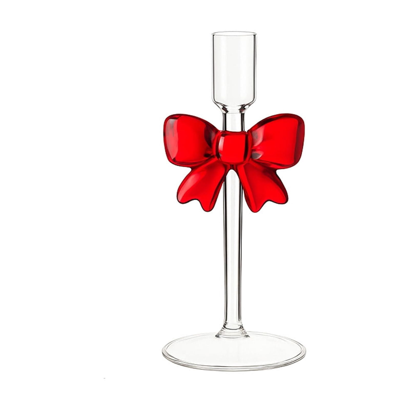 TanSiDing 1pcs Clear Glass Taper Candle Holders with Bow, Elegant — free download