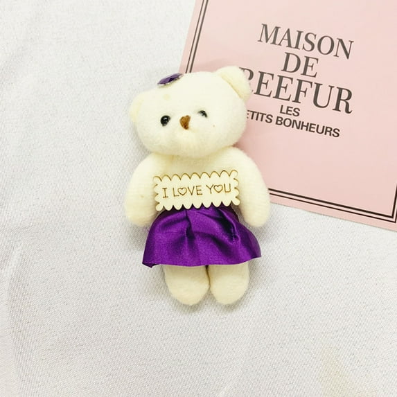 TanSiDing 1pcs Cute Bear Figurine Bouquet Stuffed Animal Plush Toy, Adorable Floral Gift for Valentine's Day, Anniversary, Home Decor, Soft Plushie
