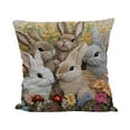 thumbnail image 1 of TanSiDing 1pcs Easter Bunny Embroidery Style Pillowcase Floral Print Decorative Throw Pillow Cover Soft Polyester Home Decor Couch Bedroom Accent 45*45cm, 1 of 6