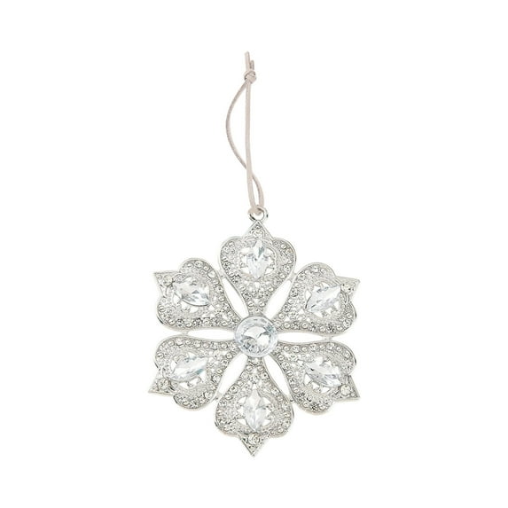 TanSiDing 1pcs Elegant Rhinestone Snowflake Ornaments - Alloy Christmas Tree Decor with Metal Hanging Loop for Holiday Home & Fireplace Decoration