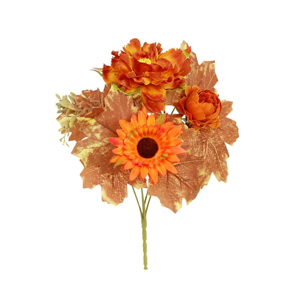 TanSiDing 1pcs Fall Foliage Artificial Maple Leaves Bouquet Realistic Home Decor Autumn Centerpiece Wedding Table Arrangement 35x20x20cm