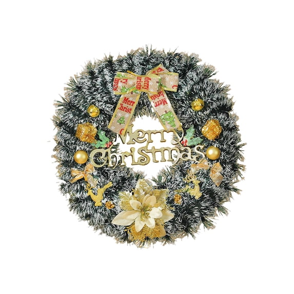 TanSiDing 1pcs Festive Christmas Wreath with Golden Balls Pinecones Berries - All-Weather Indoor Outdoor Door Wall Window Holiday Decoration for Home and Office 42cm