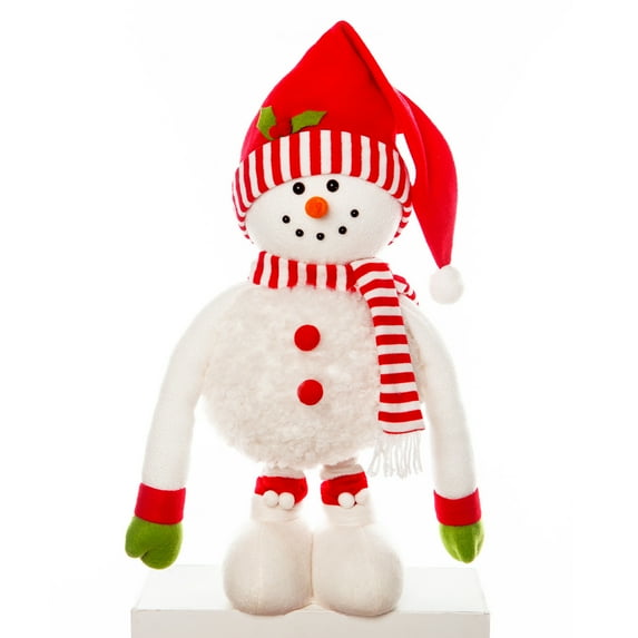TanSiDing 1pcs Festive Snowman Figurine with Adjustable Pose, Soft Fabric Holiday Decoration for Mantel and Tabletop Display
