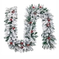 thumbnail image 1 of TanSiDing 1pcs Flocking Christmas Rattan Garland with LED Lights - Snow Frosted Pinecone and Berry Decor for Mantle Fireplace Holiday Home Party Decoration 180*71IN, 1 of 8