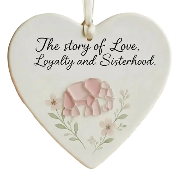 TanSiDing 1pcs Friendship Heart Ornament with Sea Glass, Inspirational Gift for Women, Loyalty Keepsake, Friendship Day Decor, Best Friend Present, Sister Bonding Symbol, Unique Ceramic Heart for Her